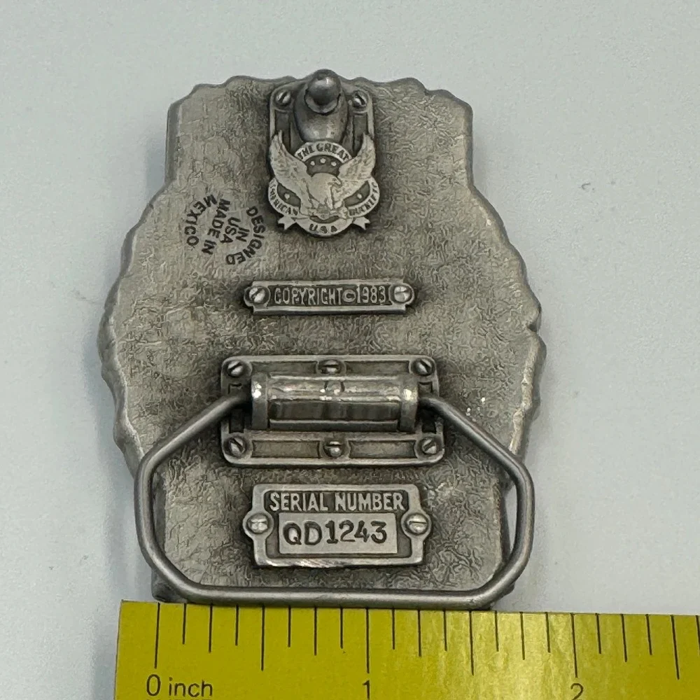 Bald Eagle‎ Belt Buckle Western Americana Black Enamel Silver Tone